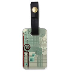 Green Red And White Line Digital Abstract Art Luggage Tag (one Side) by Bedest