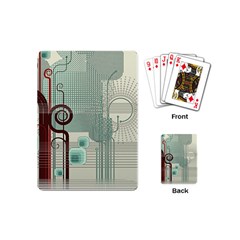 Green Red And White Line Digital Abstract Art Playing Cards Single Design (mini) by Bedest