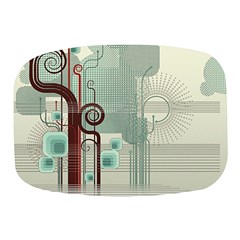 Green Red And White Line Digital Abstract Art Mini Square Pill Box by Bedest