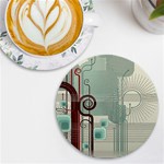 Green Red And White Line Digital Abstract Art UV Print Round Tile Coaster Front