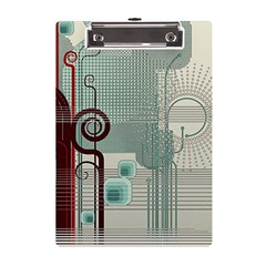 Green Red And White Line Digital Abstract Art A5 Acrylic Clipboard by Bedest