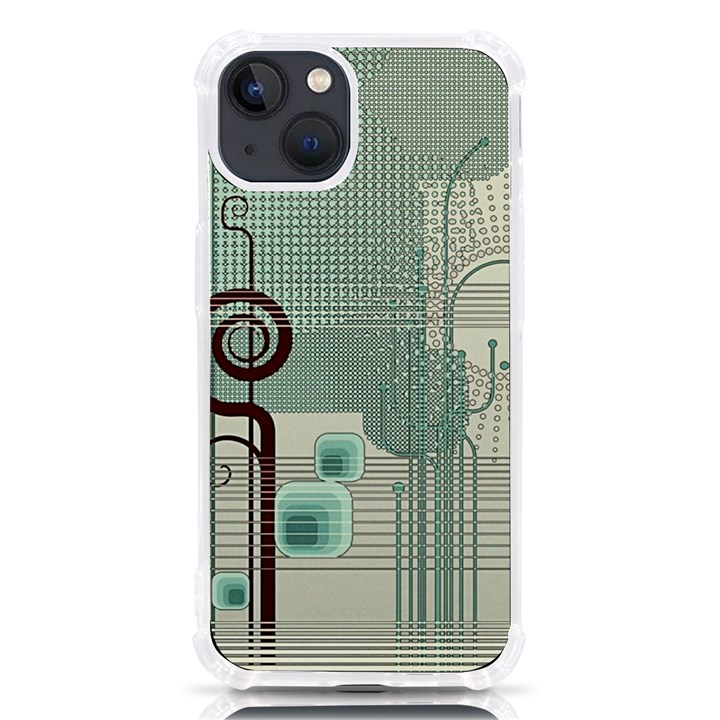 Green Red And White Line Digital Abstract Art iPhone 13 TPU UV Print Case