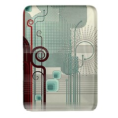 Green Red And White Line Digital Abstract Art Rectangular Glass Fridge Magnet (4 Pack) by Bedest