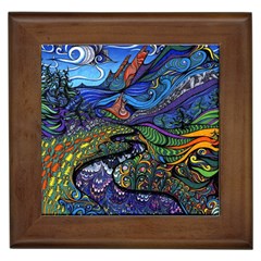 Multicolored Abstract Painting Artwork Psychedelic Colorful Framed Tile by Bedest