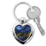 Multicolored Abstract Painting Artwork Psychedelic Colorful Key Chain (Heart) Front