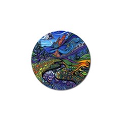 Multicolored Abstract Painting Artwork Psychedelic Colorful Golf Ball Marker (4 Pack) by Bedest