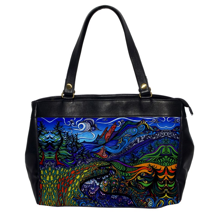 Multicolored Abstract Painting Artwork Psychedelic Colorful Oversize Office Handbag