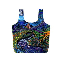 Multicolored Abstract Painting Artwork Psychedelic Colorful Full Print Recycle Bag (s) by Bedest