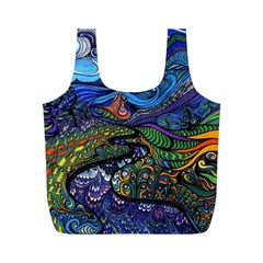 Multicolored Abstract Painting Artwork Psychedelic Colorful Full Print Recycle Bag (m) by Bedest