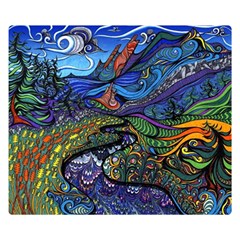 Multicolored Abstract Painting Artwork Psychedelic Colorful Two Sides Premium Plush Fleece Blanket (small) by Bedest