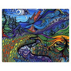 Multicolored Abstract Painting Artwork Psychedelic Colorful Two Sides Premium Plush Fleece Blanket (medium) by Bedest