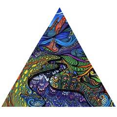 Multicolored Abstract Painting Artwork Psychedelic Colorful Wooden Puzzle Triangle by Bedest