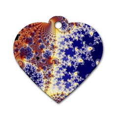 Psychedelic Colorful Abstract Trippy Fractal Mandelbrot Set Dog Tag Heart (two Sides) by Bedest