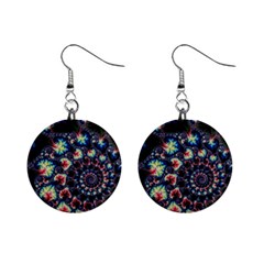 Psychedelic Colorful Abstract Trippy Fractal Mini Button Earrings by Bedest