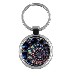 Psychedelic Colorful Abstract Trippy Fractal Key Chain (round) by Bedest