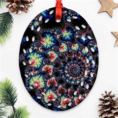 Psychedelic Colorful Abstract Trippy Fractal Oval Filigree Ornament (two Sides) by Bedest