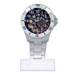 Psychedelic Colorful Abstract Trippy Fractal Plastic Nurses Watch