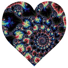 Psychedelic Colorful Abstract Trippy Fractal Wooden Puzzle Heart