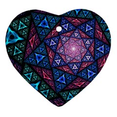 Purple Psychedelic Art Pattern Mosaic Design Fractal Art Ornament (heart)