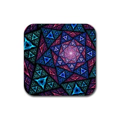 Purple Psychedelic Art Pattern Mosaic Design Fractal Art Rubber Coaster (square) by Bedest