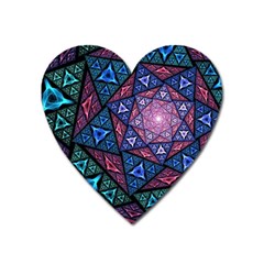 Purple Psychedelic Art Pattern Mosaic Design Fractal Art Heart Magnet by Bedest