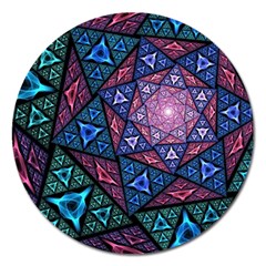 Purple Psychedelic Art Pattern Mosaic Design Fractal Art Magnet 5  (round) by Bedest