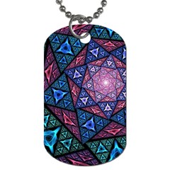 Purple Psychedelic Art Pattern Mosaic Design Fractal Art Dog Tag (one Side) by Bedest