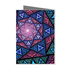 Purple Psychedelic Art Pattern Mosaic Design Fractal Art Mini Greeting Cards (pkg Of 8) by Bedest