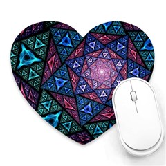 Purple Psychedelic Art Pattern Mosaic Design Fractal Art Heart Mousepad by Bedest