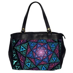 Purple Psychedelic Art Pattern Mosaic Design Fractal Art Oversize Office Handbag (2 Sides) by Bedest