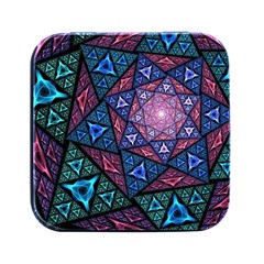 Purple Psychedelic Art Pattern Mosaic Design Fractal Art Square Metal Box (black)