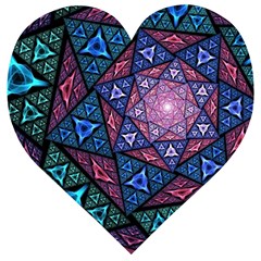 Purple Psychedelic Art Pattern Mosaic Design Fractal Art Wooden Puzzle Heart