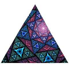 Purple Psychedelic Art Pattern Mosaic Design Fractal Art Wooden Puzzle Triangle by Bedest