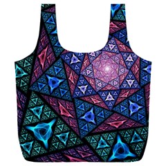 Purple Psychedelic Art Pattern Mosaic Design Fractal Art Full Print Recycle Bag (xxl) by Bedest