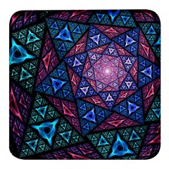 Purple Psychedelic Art Pattern Mosaic Design Fractal Art Square Glass Fridge Magnet (4 Pack) by Bedest