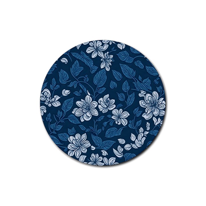 Pattern Flower Nature Rubber Coaster (Round)