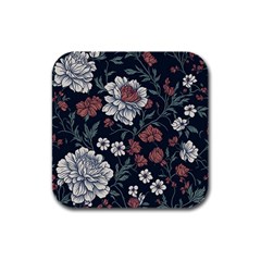 Flower Pattern Rubber Square Coaster (4 Pack)