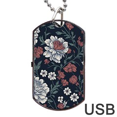 Flower Pattern Dog Tag Usb Flash (one Side) by Bedest