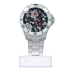 Flower Pattern Plastic Nurses Watch