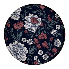 Flower Pattern Round Glass Fridge Magnet (4 Pack) by Bedest