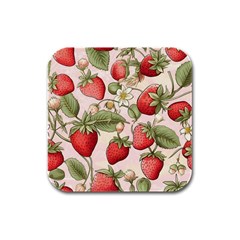 Strawberry Fruit Rubber Square Coaster (4 Pack) by Bedest