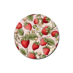 Strawberry Fruit Rubber Coaster (round) by Bedest