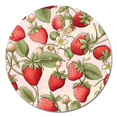 Strawberry Fruit Magnet 5  (round) by Bedest