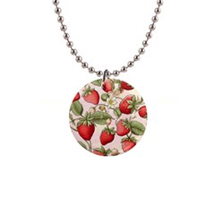 Strawberry Fruit 1  Button Necklace by Bedest