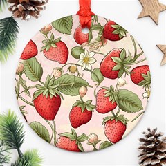 Strawberry Fruit Round Ornament (two Sides) by Bedest