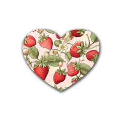 Strawberry Fruit Rubber Heart Coaster (4 Pack) by Bedest