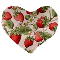 Strawberry Fruit Large 19  Premium Heart Shape Cushions by Bedest