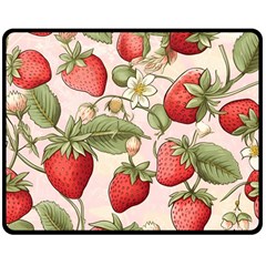 Strawberry Fruit Two Sides Fleece Blanket (medium) by Bedest