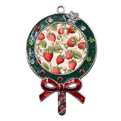 Strawberry Fruit Metal X mas Lollipop With Crystal Ornament by Bedest