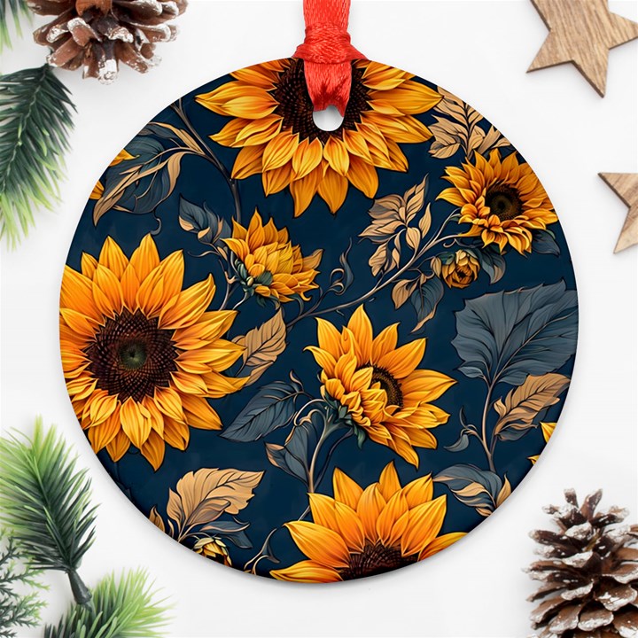 Flower Pattern Spring Round Ornament (Two Sides)